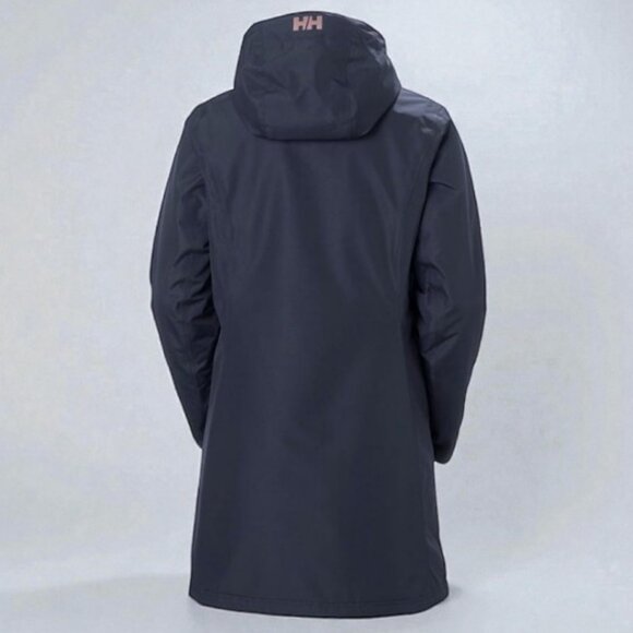 Helly Hansen long Belfast winter jacket navy blue and pink women's size M - Picture 3 of 8